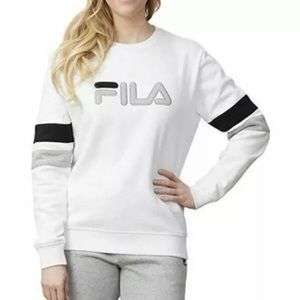FILA women’s oversized pullover logo crewneck sweater size M in White
